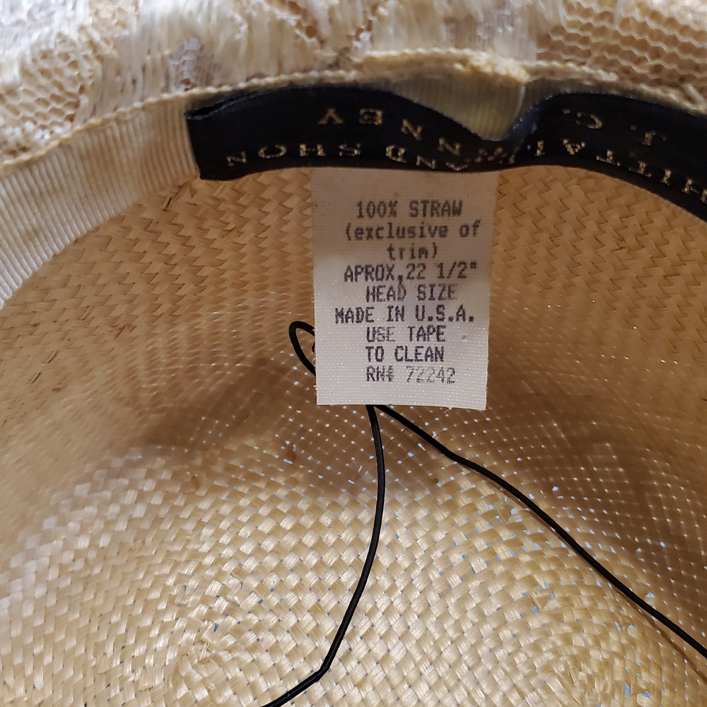 Whittall & Shon Chic Lace  Women's Straw Hat with Floral Accents - Picture 5 of 10